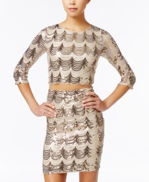 Crystal Doll Juniors' 2-pc. Sequined Bodycon Dress