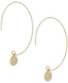 Bcbgeneration Gold-tone Pave Drop Threader Hoop Earrings