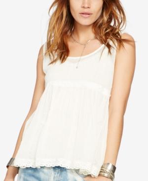 Denim & Supply Ralph Lauren Lace-trimmed Gauze Tank