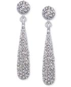 Inc International Concepts Silver-tone Teardrop Pave Drop Earrings, Created For Macy's