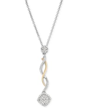 Diamond Twisted Linear Pendant Necklace (1/10 Ct. T.w.) In 14k Gold And Sterling Silver
