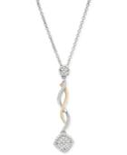 Diamond Twisted Linear Pendant Necklace (1/10 Ct. T.w.) In 14k Gold And Sterling Silver