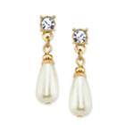 2028 Gold-tone And Simulated Pearl Teardrop Earrings