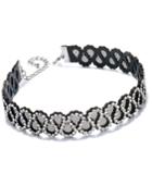 Inc International Concepts Silver-tone Crystal Studded Ribbon Choker Necklace, Created For Macy's