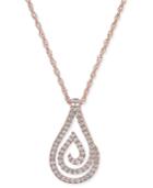 Diamond Spiral Teardrop Pendant Necklace (1/4 Ct. T.w.) In 10k Rose Gold