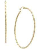 Twist Diamond Cut Hoop Earrings In 14k Gold