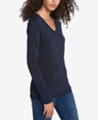 Tommy Hilfiger Metallic-knit V-neck Sweater, Created For Macy's