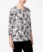 Karen Scott Floral-print Active Sweatshirt, Created For Macy's