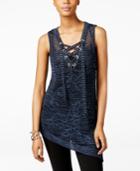 Inc International Concepts Asymmetrical Lace-up Tunic, Only At Macy's