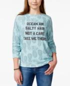 Hybrid Juniors' Ocean Air Pineapple Graphic Sweatshirt