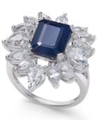 Blue Sapphire (4 Ct. T.w.) & White Sapphire (3-1/2 Ct. T.w.) Ring In Sterling Silver