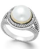 Cultured Freshwater Pearl Rope Ring In Sterling Silver And 14k Gold (10mm)