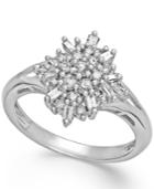 Diamond Flower Cluster Ring In Sterling Silver (1/2 Ct. T.w.)