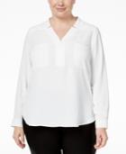 Nine West Plus Size Crepe Top