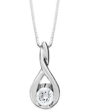 Sirena Diamond Twist Pendant Necklace In 14k White Gold (1/8 Ct. T.w.)