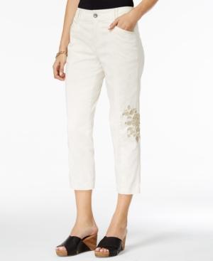 Style & Co Floral-embroidered Capri Pants, Only At Macy's