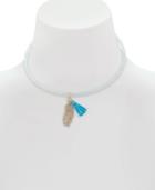Lonna & Lilly Gold-tone Pave Charm White Bead Choker Necklace