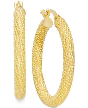 Textured Hoop Earrings In 10k Gold