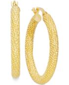Textured Hoop Earrings In 10k Gold