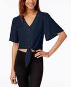 Gypsies & Moondust Juniors' Buttoned Tie-front Camp Shirt