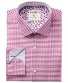 Con. Struct Men's Slim-fit Stretch Magenta Preppy Twill Check Dress Shirt