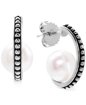 Honora Style Cultured Freshwater Pearl (8-1/2mm) Beaded J-hoop Earrings In Sterling Silver