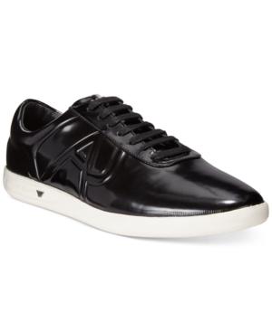 Armani Jeans Patent Leather Logo Sneakers Men's Shoes