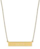 Sarah Chloe Engraved Mom Bar Necklace In 14k Gold-over Silver, 16 + 2 Extender (also Available In Sterling Silver)