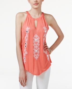 Inc International Concepts Embroidered Halter Top, Created For Macy's