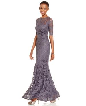 Xscape Petite Glitter Lace Mermaid Gown