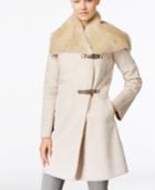 Calvin Klein Petite Faux-shearling Buckled Coat