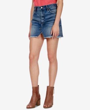 Lucky Brand Cotton Frayed Denim Skirt