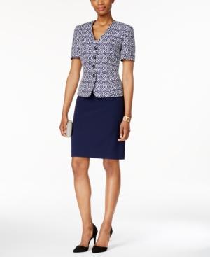 Tahari Asl Printed Jacquard Skirt Suit