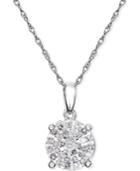 Diamond Cluster Pendant Necklace (1/4 Ct. T.w.) In Sterling Silver