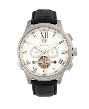 Heritor Automatic Hudson Silver & Black Leather Watches 47mm