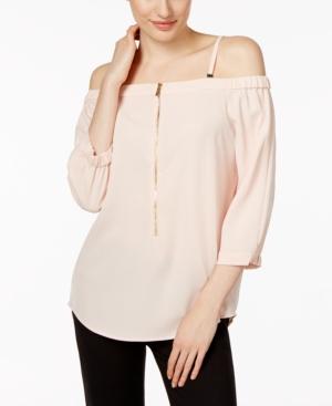 Calvin Klein Zip-front Cold-shoulder Top