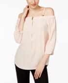 Calvin Klein Zip-front Cold-shoulder Top