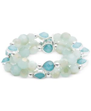 Nine West Beaded Metallic Stretch Bracelet