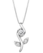 Sirena Rose Pendant Necklace In 14k White Gold (1/4 Ct. T.w.)