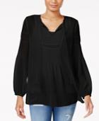 Tommy Hilfiger Sheer Split-neck Top, Only At Macy's