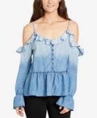 William Rast Wolfe Ruffled Cold-shoulder Top
