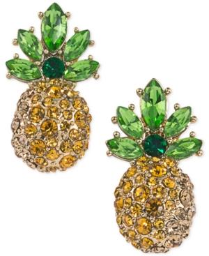 Abs By Allen Schwartz Gold-tone Pave Pineapple Stud Earrings