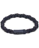 Esquire Men's Jewelry Leather Woven Bracelet In Ion-plated Stainless Steel, First At Macy's