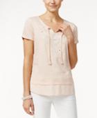 Style & Co. Embellished Peasant Top, Only At Macy's