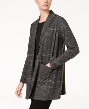 Eileen Fisher Plaid Knit Kimono Jacket
