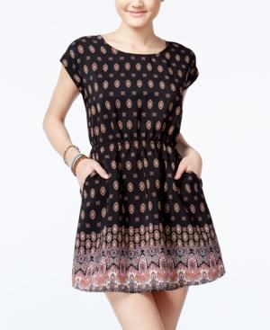 Hippie Rose Juniors' Cutout-back Floral-print Dress