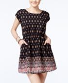 Hippie Rose Juniors' Cutout-back Floral-print Dress