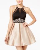 Teeze Me Juniors' Embellished Halter Fit & Flare Dress