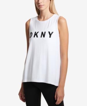 Dkny Sport Reflective-logo Graphic Tank Top