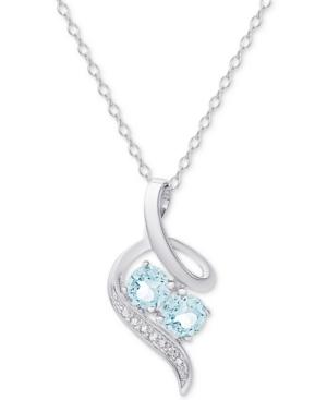 Blue Topaz (3/4 Ct. T.w.) & Diamond Accent 18 Pendant Necklace In Sterling Silver